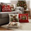 LISM Set of 4 Christmas Pillowcases,Decorations Snowman Deer Joy Pillow Covers - 4 of 4