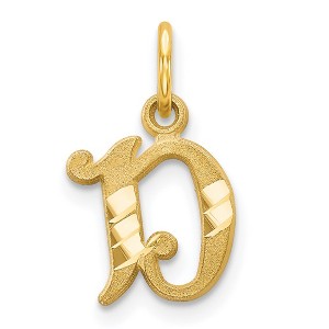 Black Bow Jewelry 14k Yellow Gold, Isabelle Collection, Mini Letter D Initial Charm - 1 of 4
