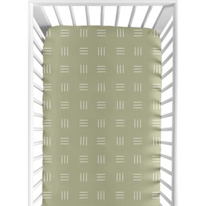 Sweet Jojo Designs Gender Neutral Baby Fitted Crib Sheet Boho Hatch Green and White - 1 of 4