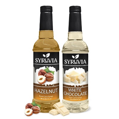 Syruvia Coffee Flavors Variety Pack: Hazelnut & White Chocolate 25.4 fl oz Syrup
