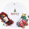 Merry Christmas Tree Stars - Women's Garment Dyed Long Sleeve Graphic T-Shirt - 2 of 4