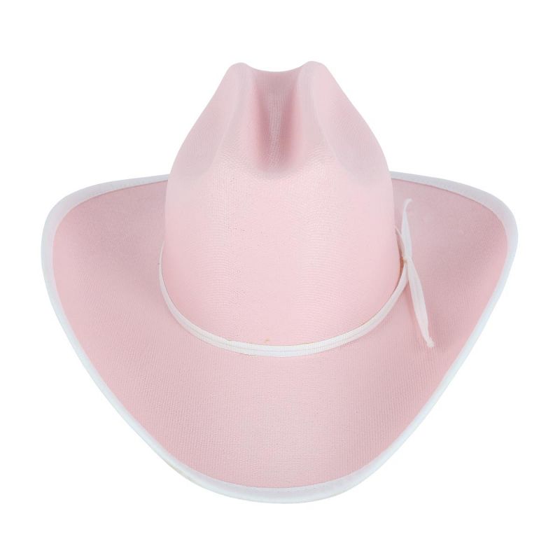 CTM Girls Pink Western Canvas Hat with Ribbon Hatband, 2 of 4