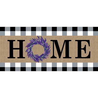 Evergreen HOME Lavender Wreath Burlap Sassafras Switch Mat 10 x 22 Inch Interchangeable Door and Floormat for Homes Gardens and Yards