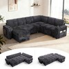 Dyonery sofa, with a pull-out bed, 5-seat sofa, adjustable backrest, storage space, small table and cup holder, tool-free assembly - 3 of 4