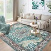 Washable Area Rug Vintage Printed Non Slip Rug Low Pile Retro Medallion Rug Foldable Indoor Carpet for Living Room Bedroom - 2 of 4