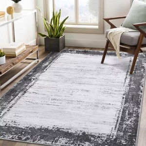 COZONY Washable Modern Bordered Rug, Farmhouse Geometric Low Pile Non Slip Carpet for Nursery Dining Room Office - 1 of 4