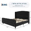Velvet Upholstered Bed Frame with Deep Button Tufted Wingback Headboard, Platform Bed Frame, No Box Spring Needed, Easy Assemble - 2 of 4