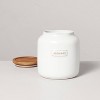 64oz Dry Goods Stoneware Canister With Wood Lid Cream/brown - Hearth ...