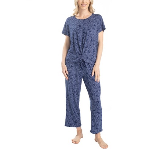 Hanes Womens Lounge Connection Pajama Set, Navy Squiggles, X Large : Target