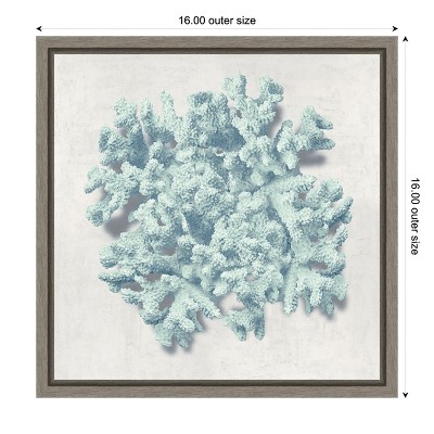 Coral Mint II Framed Canvas Wall Art Print 16 x 16-in