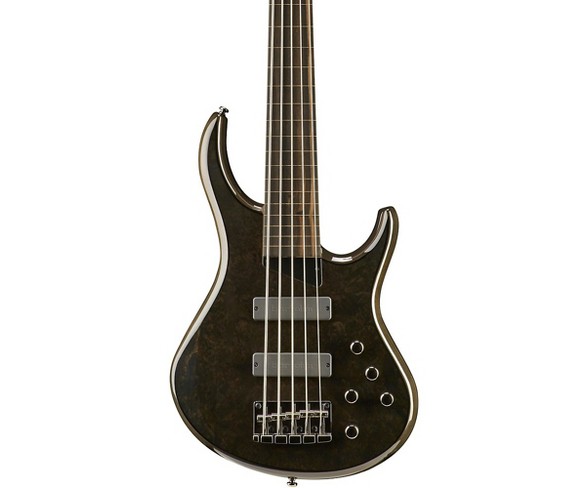 MTD Kingston ZX 5-String Fretless Electric Bass Guitar Transparent Black Ebonol Fretboard