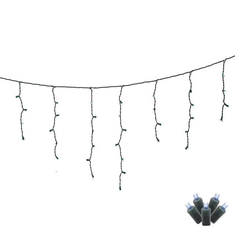 Vickerman 70 Pure White Wide Angle LED Icicle Light on Green Wire, 9' Light Strand., 2 of 3