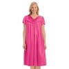 Collections Etc Tonal Lace Trim Silky V-Neck Nightgown - 2 of 4