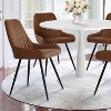 White Round Dining Table Set For 4,Round Pedestal Dining Table 35" With 4 Upholstered Faux Leather Dining Chair with Black Legs-Maison Boucle - image 3 of 4