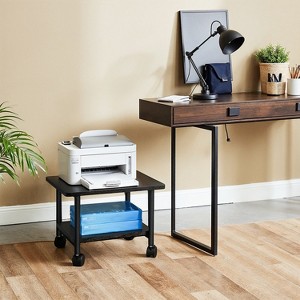 2-Tier Under Desk Printer Stand, Mobile Machine Cart with Shelf, Heavy Duty Storage Rack for Office and Home - 1 of 4