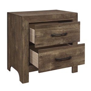 Okak Farmhouse Style 2/5-Drawer Nightstand with Black Metal Hardware, Wood Chest for Bedroom - 1 of 4