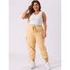 Agnes Orinda Women's Plus Size Drawstring Elastic Waist Cargo Pants with Pockets - 3 of 4