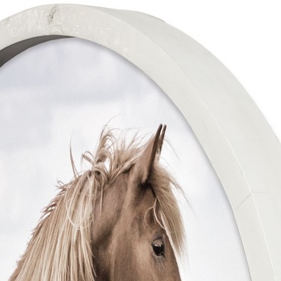 Sepia Toned Horse Pasture 20" x 20" Round White Framed Print