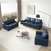 82.68" + 59.45" + 35.8" Faux Leather Round Arm 1+2+3 Seater Sofa Set with Hidden Storage - 2 of 4