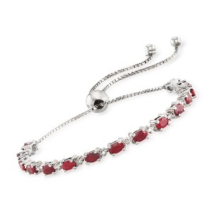Ross-Simons 4.50 ct. t.w. Ruby Bolo Bracelet With Diamond Accents in Sterling Silver Size - 1 of 4