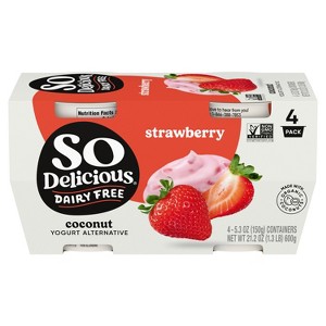 So Delicious Dairy Free Strawberry Coconut Milk Yogurt - 4ct/5.3oz Cups - 1 of 4