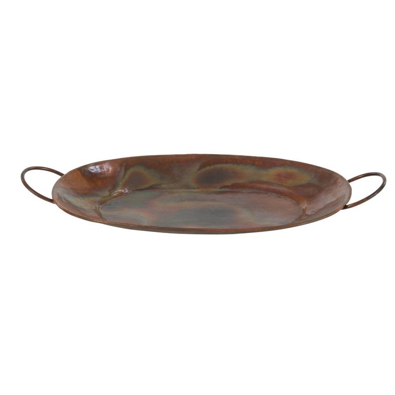 New Traditional Rustic Round Metal Tray Set Copper 3pk - Olivia & May, 4 of 12
