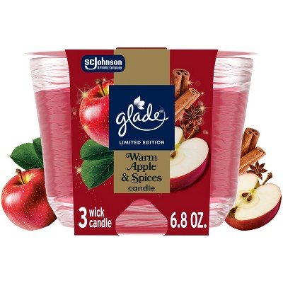 Glade 3 Wick Fall Candle in Glass Jar - Warm Apple & Spices - 6.8oz