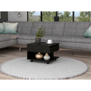 Lift Top Coffee Table, Casters, One Shelf, Black - 1 of 1