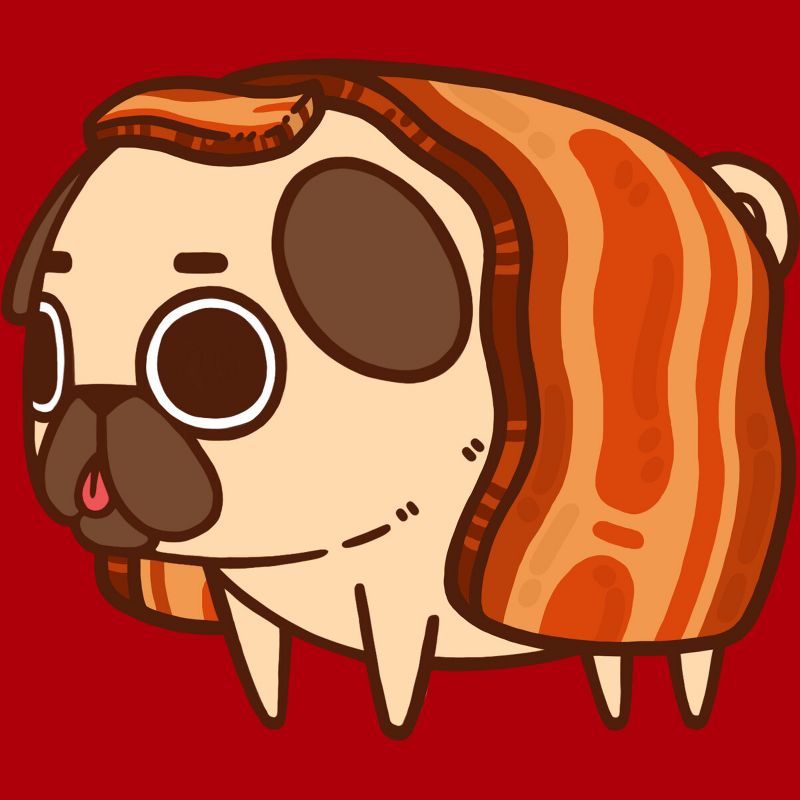 Junior's Design By Humans Puglie Bacon Strip By Puglie T-Shirt, 2 of 4