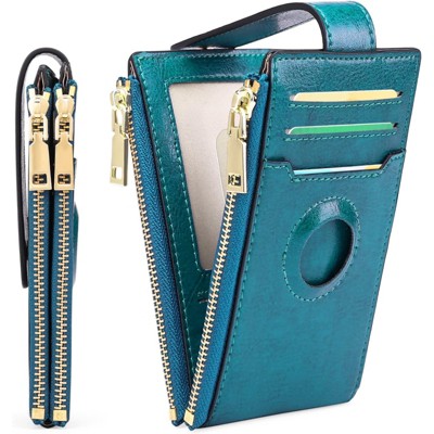 FATMOON Women’s Genuine Leather Bifold Wallet with Built-in AirTag Case – Slim RFID-Blocking Credit Card Holder for Everyday Use, Travel & Gift