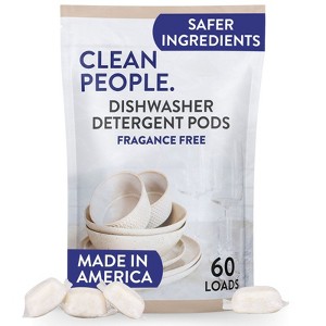 Clean People Dishwasher Detergent Pods - Cuts Grease & Rinses Sparkling Clean - Residue-Free - 1 of 3