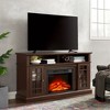 58.25" Espresso Modern TV Media Stand with 23" Fireplace Insert, Open and Closed Storage for TVs up to 65" Entertainment Console - 3 of 4
