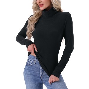 INSPIRE CHIC Women's Turtleneck Tops Slim Basic Mock Turtle Long Sleeve Shirts 2025 Fall Winter Layering Outfits Basic Layer - 1 of 4