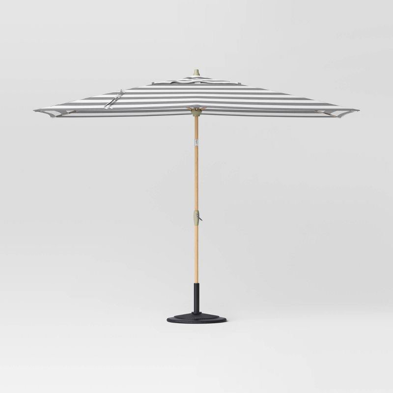 6'x10' Rectangular Cabana Stripe Outdoor Patio Market Umbrella with Light Wood Pole - Threshold™, 1 of 8