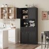 70" Tall Pantry Cabinet, Kitchen Storage Cabinet with Microwave Stand, Drawer, Wood Cupboard Furniture for Dining Room, Living Room - 3 of 4