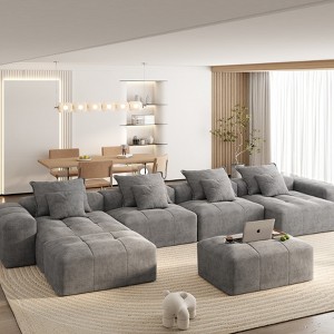 Whisen Modern Oversized Modular Sectional Sofa with 2 Ottoman, 2 Seat Sparkling Chenille Fabric and 4 Pillows, 4-Piece DIY Combination - 1 of 4