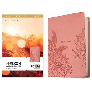 The Message Deluxe Gift Bible, Large Print (Leather-Look, Dusty Pink Floral) - (Leather Bound) - 1 of 1