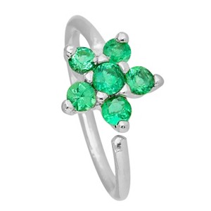 Jewelry Avalanche Ladies 20G 14K Gold Emerald Flower Nose Hoop Ring, 5/16"(8mm) - 1 of 4