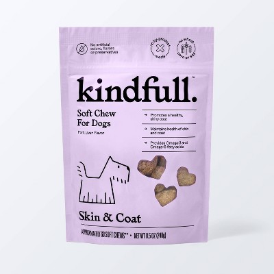 Skin &#38; Coat Soft Chews for Dogs - Pork Flavor - 60ct - Kindfull&#8482;