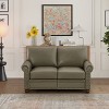 PU Leather Sofa with Nailhead Trim, Rolled Arms, and Rubber Wood Legs – Classic Upholstered Sofa Couch for Living Room - HABITRIO - 2 of 4