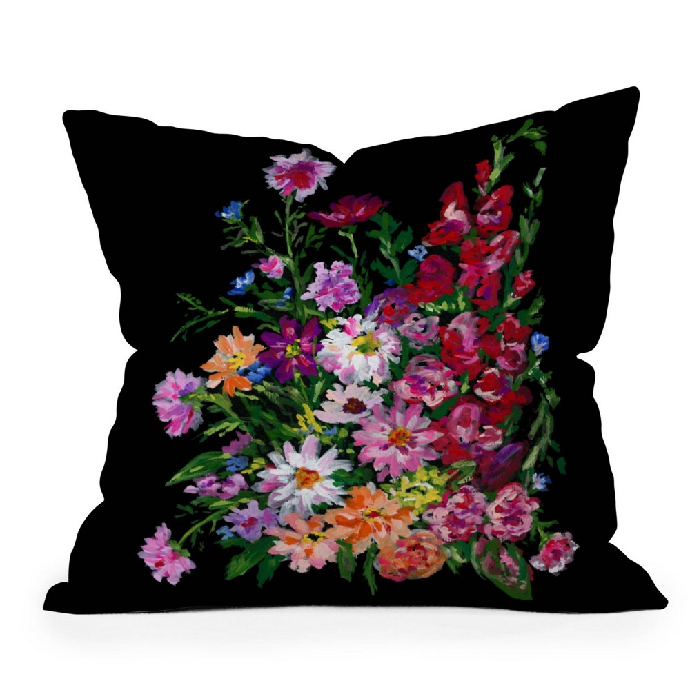 Photos - Pillow 16"x16" Laura Jane Kirton Dahlias and Gladiolus Bouquet Square Throw  Black - Deny Designs