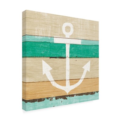 Beachscape Anchor Green Outdoor Canvas Wall Art with Wood Frame