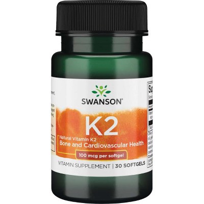 Swanson Vitamin K2 Supplements, Promotes Cardiovascular & Bone Health, Helps Support Blood Sugar Balance In Women, 30 Softgels pills