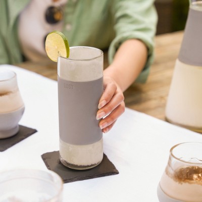 Gray Double-Walled Glass Highball FREEZE Tumblers Set of 2