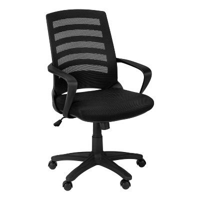 Monarch Specialties Office Chair Adjustable Height Swivel Ergonomic Armrests Computer Desk Work Metal Mesh Black Contemporary Modern