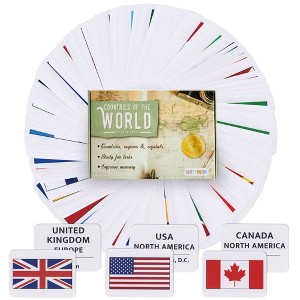 Blue Panda 205 Pieces Countries of the World Flag Flash Cards for Kids and Party Supplies Favors, 2.5 x 3.5 in - 1 of 4