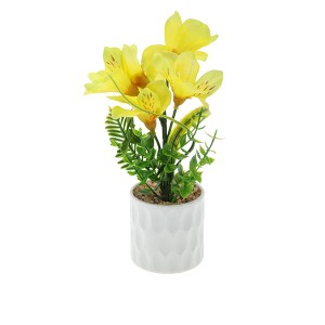 Unique Bargains Artificial Plants Five-Headed Daffodil Bonsai Plastic 2.76"x2.76"x9.45" 1 Pcs - 1 of 4