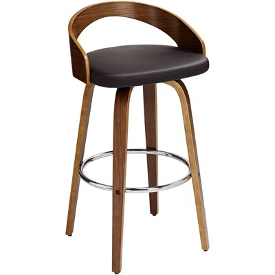 LumiSource Gratto 29 1/4" Chocolate Brown Faux Leather Modern Swivel Bar Stool