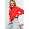 Slickblue Women's Long Sleeve Fluffy Turtleneck Top, Cozy Soft Knit Sweater, Fall Style, Orange, Size S-L - 2 of 4