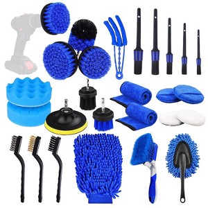 iMountek"26Pcs Car Detailing Brush Kit with Drill Brushes & Buffing Pads for Interior, Exterior & Wheels"Blue - 1 of 4